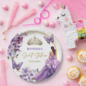 パープル薄紫ガールプリンセスティアラフローラスウィート16 ペーパープレート (パーティー)