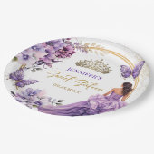 パープル薄紫ガールプリンセスティアラフローラスウィート16 ペーパープレート (アングル)