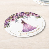 パープル薄紫キンセアニラ紙コースター ラウンドペーパーコースター (アングル)