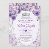 パープル薄紫クインセアニラクラウンメキシカンバタフライ 招待状 (正面/裏面)