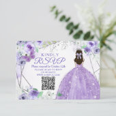 パープル薄紫クインセアニラ15アノスRSVPカード サンキューカード (スタンド正面)