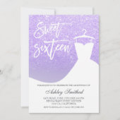 パープル薄紫グリッターエレガントシックなドレス甘い16 招待状 (正面)