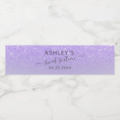 パープル薄紫グリッターエレガントタイポグラフィスウィート16 ペットボトルラベル (シングルラベル)