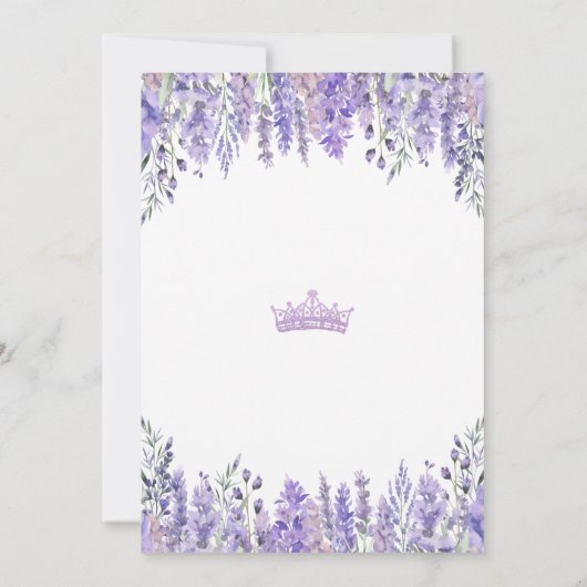 パープル薄紫グリッターティアラフローラキンセアニラ 招待状 (裏面)