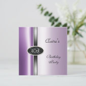 パープル薄紫シルバー40th誕生日パーティー 招待状 (スタンド正面)