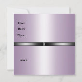 パープル薄紫シルバー40th誕生日パーティー 招待状 (裏面)