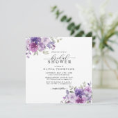 パープル薄紫ダスティーマウヴフローラブライダルシャワーインビ 招待状 (スタンド正面)