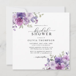 パープル薄紫ダスティーマウヴフローラブライダルシャワーインビ 招待状