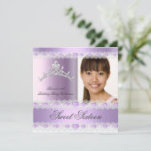 パープル薄紫ティアラSweet sixteen16バースデーパーティー 招待状 (スタンド正面)