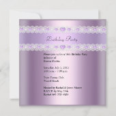パープル薄紫ティアラSweet sixteen16バースデーパーティー 招待状 (裏面)