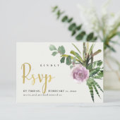 パープル薄紫デザートカクティーRSVPカード 招待状 (スタンド正面)