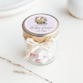 パープル薄紫ハッピーイースターバニー ラウンドシール