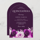 パープル薄紫バイオレットバラフローラキンセアニェラアーチ 招待状 (正面/裏面)