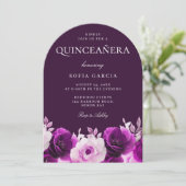 パープル薄紫バイオレットバラフローラキンセアニェラアーチ 招待状 (スタンド正面)