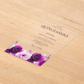 パープル薄紫バイオレットバラフローラキンセアニェラ アクリル招待状 (レイダウン)