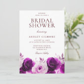 パープル薄紫バイオレットバラフローラブライダルシャワー 招待状 (スタンド正面)
