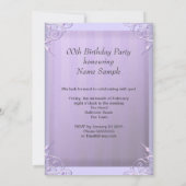 パープル薄紫バラストライプバースデーパーティー 招待状 (裏面)