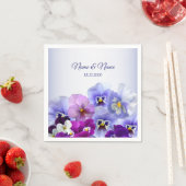 パープル薄紫パンジーフローラ素朴ウェディングパーティー スタンダードカクテルナプキン (インサイチュ)