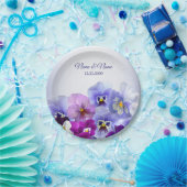 パープル薄紫パンジーフローラ素朴ウェディングパーティー ペーパープレート (パーティー)