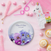 パープル薄紫パンジーフローラ素朴ウェディングパーティー ペーパープレート (パーティー)