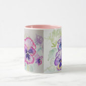 パープル薄紫パンジー水の色絵を描のマグカップ マグカップ (中央)