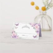 パープル薄紫ピンクフローラ蝶キンセアニラ プレイスカード (正面)