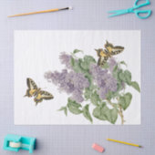 パープル薄紫フラワーアゲハチョウ蝶ヴィンテージ 薄葉紙 (クラフト)