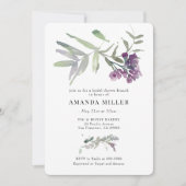 パープル薄紫フラワーブライダルシャワー招待 招待状 (正面)