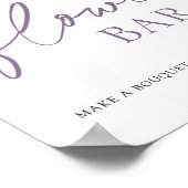 パープル薄紫フラワーブーケバーサイン ポスター (角)