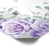 パープル薄紫フローラかわいいコアラアーチ1歳の誕生日 ポスター (角)