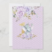 パープル薄紫フローラかわいいゾウ1歳 招待状 (裏面)
