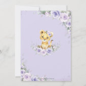 パープル薄紫フローラかわいいライオンかわいい女の子ベビーシャワー 招待状 (裏面)