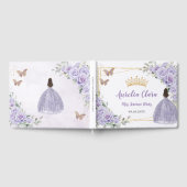 パープル薄紫フローラガールドレス金ゴールドキンセアニラ ゲストブック (全面)