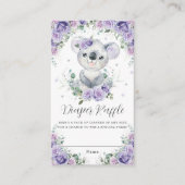 パープル薄紫フローラキュートコアラベビーおむつラッフル エンクロージャーカード (正面)