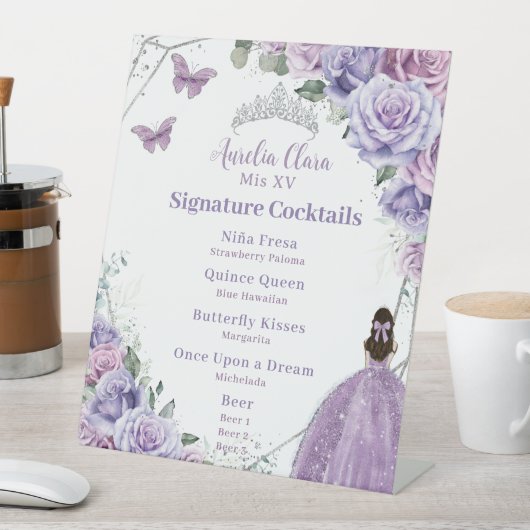 パープル薄紫フローラキンセアニェラシグネチャーカクテル 台座サイン (インサイチュ)