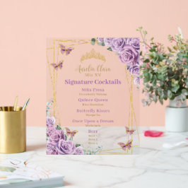 パープル薄紫フローラキンセアニェラバーカクテルメニュー アクリルサイン