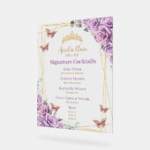 パープル薄紫フローラキンセアニェラバーカクテルメニュー アクリルサイン (傾斜)