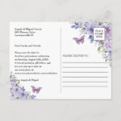 パープル薄紫フローラキンセアニェラ救Sweet sixteen 案内ポストカード (裏面)