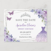 パープル薄紫フローラキンセアニェラ救Sweet sixteen 案内ポストカード (正面)