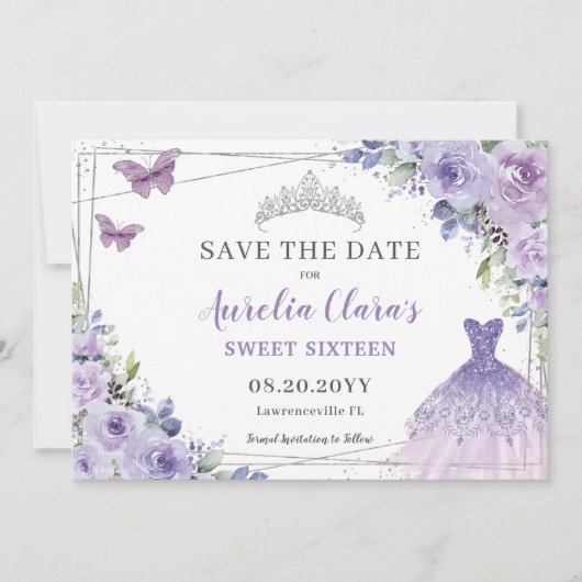 パープル薄紫フローラキンセアニェラSweet sixteen セーブザデート (正面)