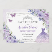 パープル薄紫フローラキンセアニェラSweet sixteen セーブザデート (正面/裏面)