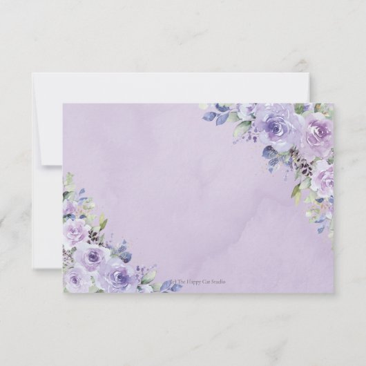 パープル薄紫フローラキンセアニラ金ゴールドクラウンティアラ 出欠カード (裏面)