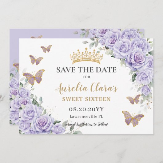 パープル薄紫フローラキンセアニラSweet sixteen救 セーブザデート (正面/裏面)