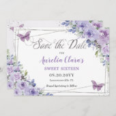 パープル薄紫フローラキンセアニラSweet sixteen救 セーブザデート (正面/裏面)