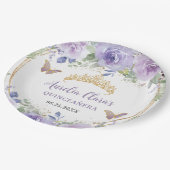 パープル薄紫フローラクインセアニラクラウン蝶 ペーパープレート (アングル)