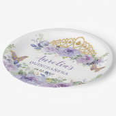 パープル薄紫フローラクインセアニラクラウン蝶 ペーパープレート (アングル)