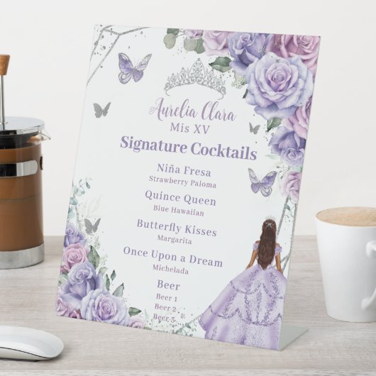 パープル薄紫フローラクインセアニラシグネチャーカクテル 台座サイン (インサイチュ)