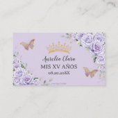 パープル薄紫フローラクインセアニラQRギフトレジストリ エンクロージャーカード (裏面)