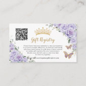 パープル薄紫フローラクインセアニラQRギフトレジストリ エンクロージャーカード (正面)