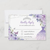 パープル薄紫フローラシルバーキンセアニラドレスガウン 出欠カード (正面)